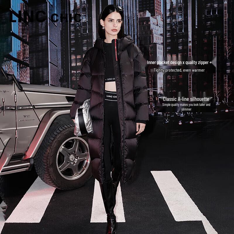 Jin Yujie Damen Lange Daunenjacke mit Kapuze