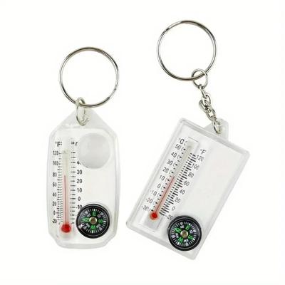 Kleiner Kompass Thermometer Schlüsselanhänger Mini Taschenformat Schlüsselanhänger Ausrüstung für Camping, Wandern, Rucksacktouren, Überleben Notfall.