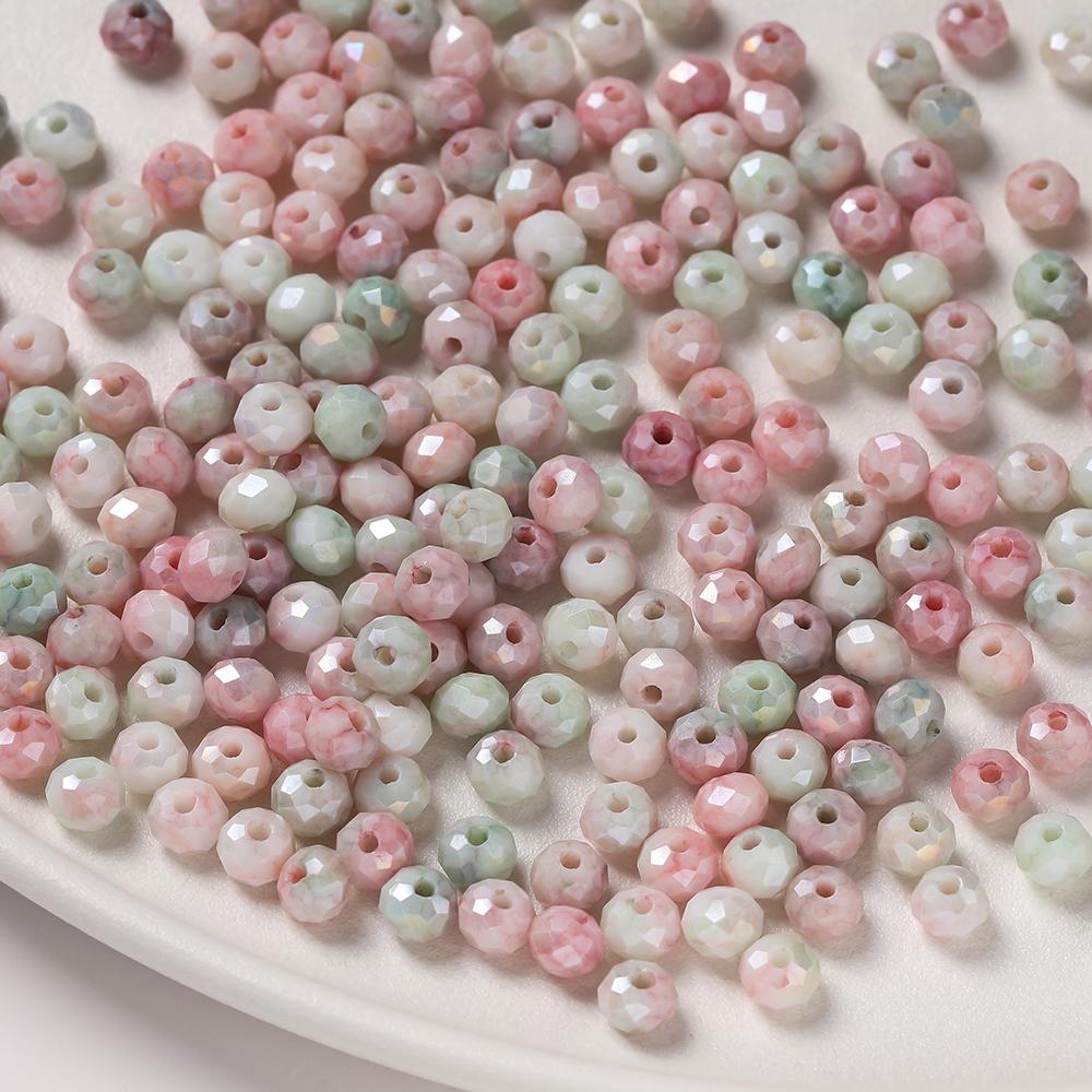 40pcs 6mm Glass Faceted Flat Round Beads Loose Spacer Beads for DIY Craft Necklace Bracelet Jewelry Making Accessories