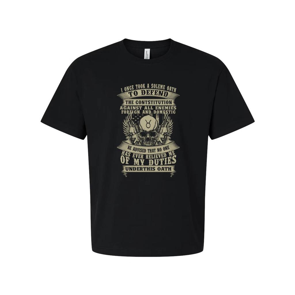 Veteran Unisex Graphic Tee With Constitution Oath Design Featuring Skull Wings A
