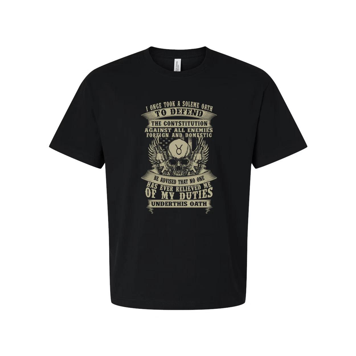 Veteran Unisex Graphic Tee With Constitution Oath Design Featuring Skull Wings A 3XL