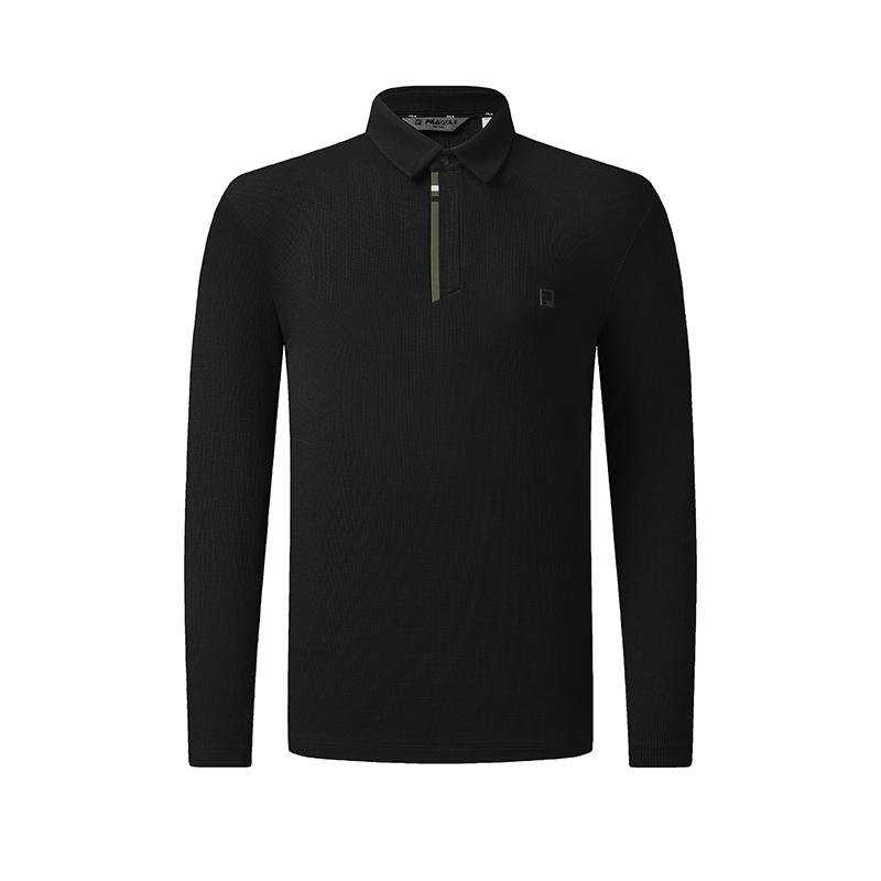 FILA Golf Series Fashion Sports Comfortable Solid Color Knit Long Sleeve Polo Shirt Men tops A11M545201FBK