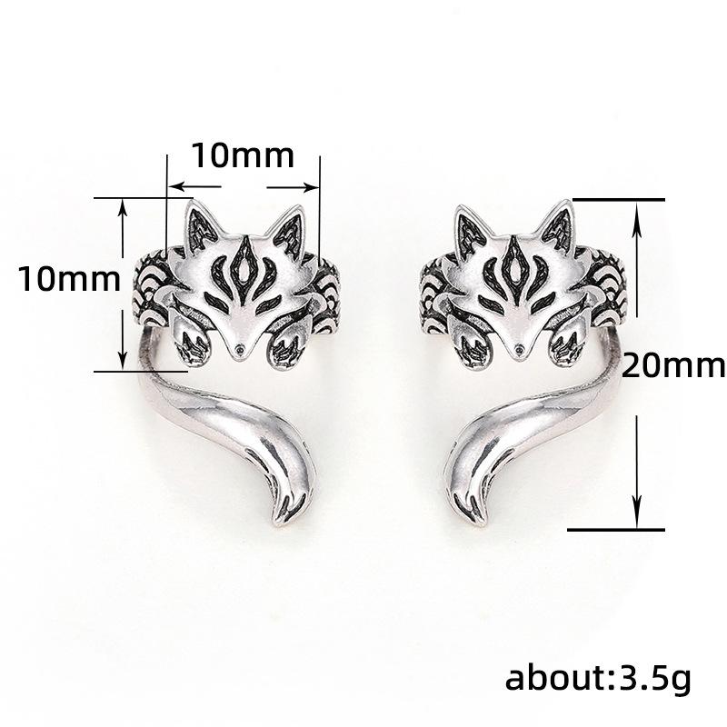 Huitan New Trendy Fox Shape Clip Earrings for Women Antique Silver Color 2023 Ear Cuff Earrings Statement Jewelry Drop Ship 1