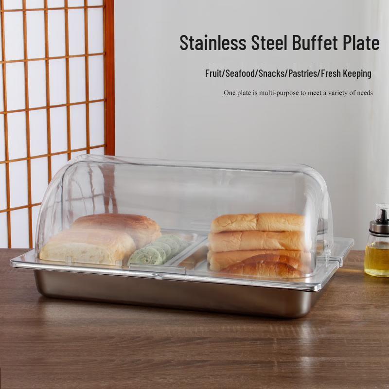 Shengjia Dustproof Stainless Steel Buffet Display Tray with Flip Lid