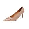 2025 Spring New Nude High Heels Women's French Temperament Pointed Stiletto Celebrity Single Shoes Fashionable and Elegant