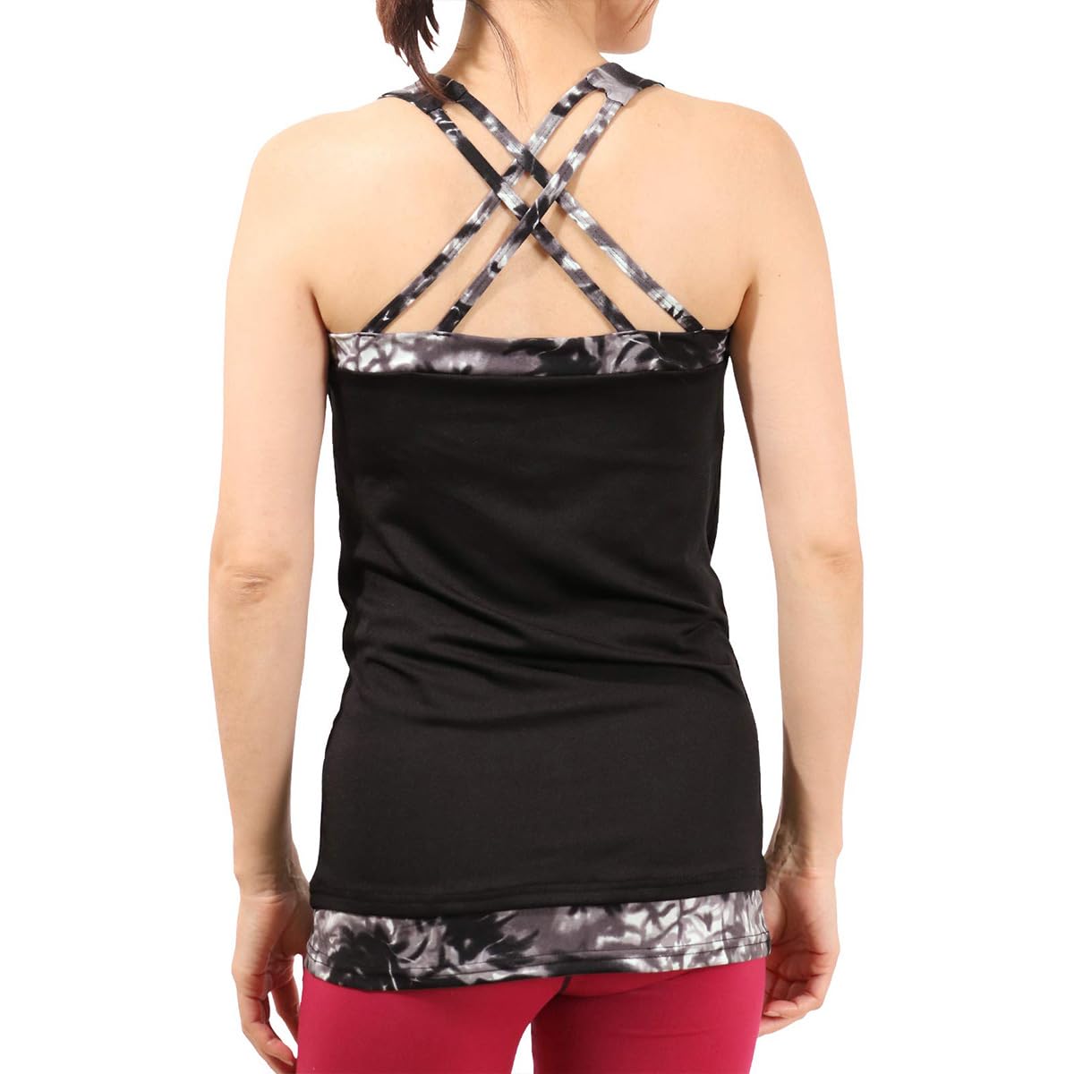 

один топ-майка Twin Cross без бретелей с черной вставкой(T) Женские чашки, Тай-дай