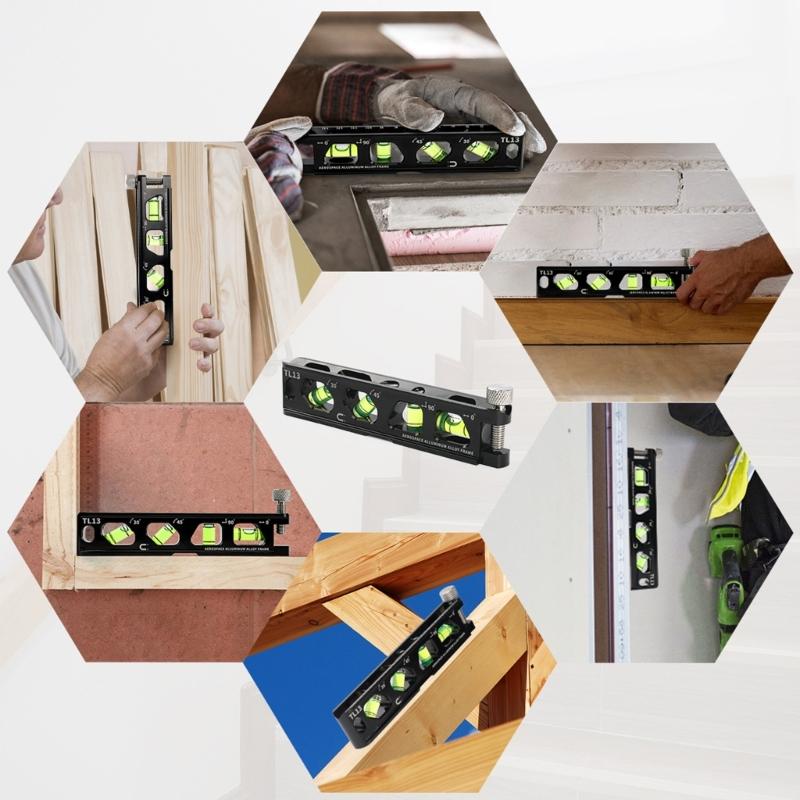 Instrumente de Măsurare Nivel Aluminiu de Înaltă Precizie Anti-cădere Magnetic Puternic Nivel cu Bulă Echer Instrument de Măsurare