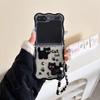 For Samsung Galaxy Z Flip5/6 Cover,Cartoon Black Cats Pattern Clear Fold Phone Cover with Key Chain for Women Girls,Cute Galaxy Z Flip 6 Case (Z Flip