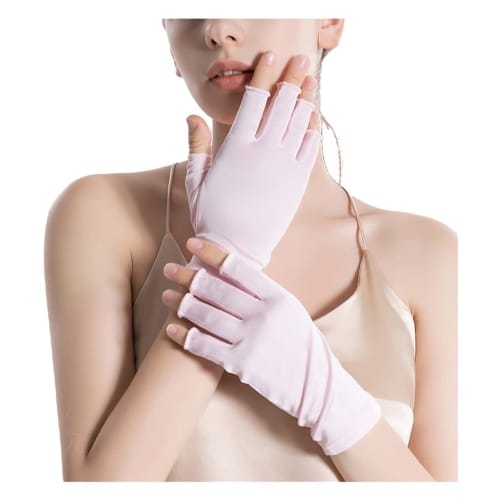 

SCOLORKI 100% Silk Gloves for Women, UV Protection, Smartphone Compatible, Sun Protection, Hand Care, Moisturizing, Warm, Thin, Sleeping Gloves, Dryne