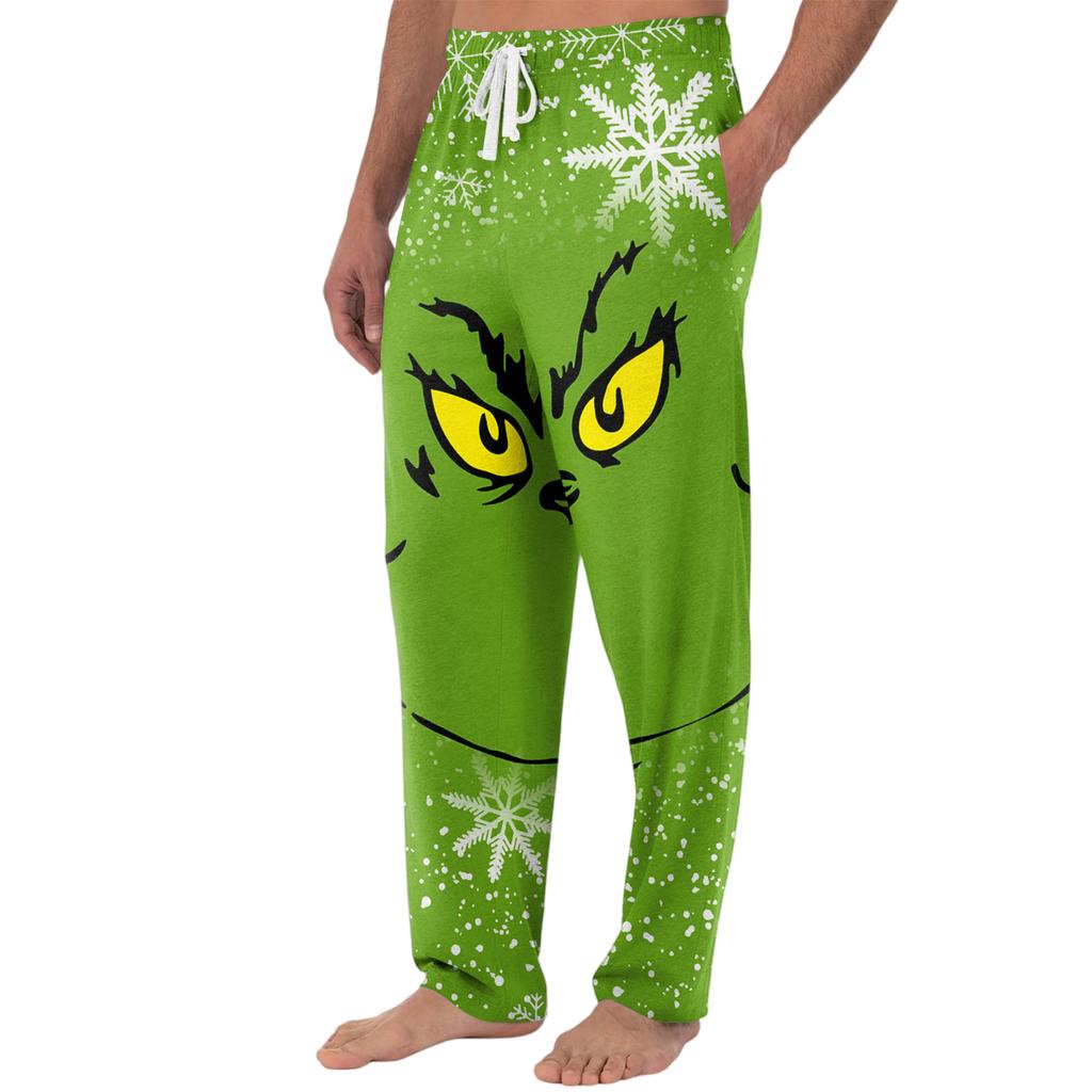 Men's Knitted Fashion Print Pocket Casual Pants Pajama Pants