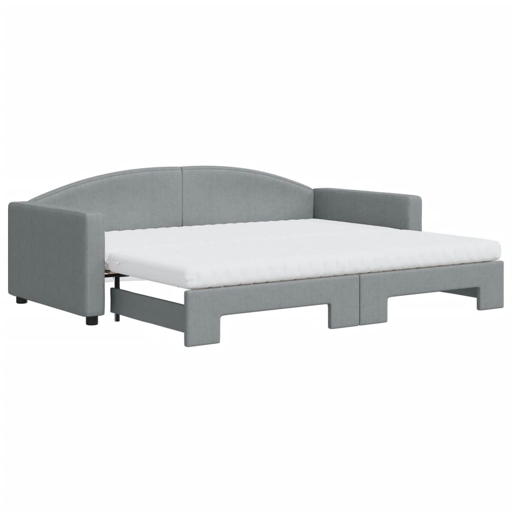 Pull Out Daybed with Mattress Light Grey 90x200 cm Fabric