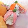Creative Strawberry Rabbit Doll Transformed Into Little Rabbit Plush Toy Doll Carrot Birthday Gift Valentine's Day Pillow