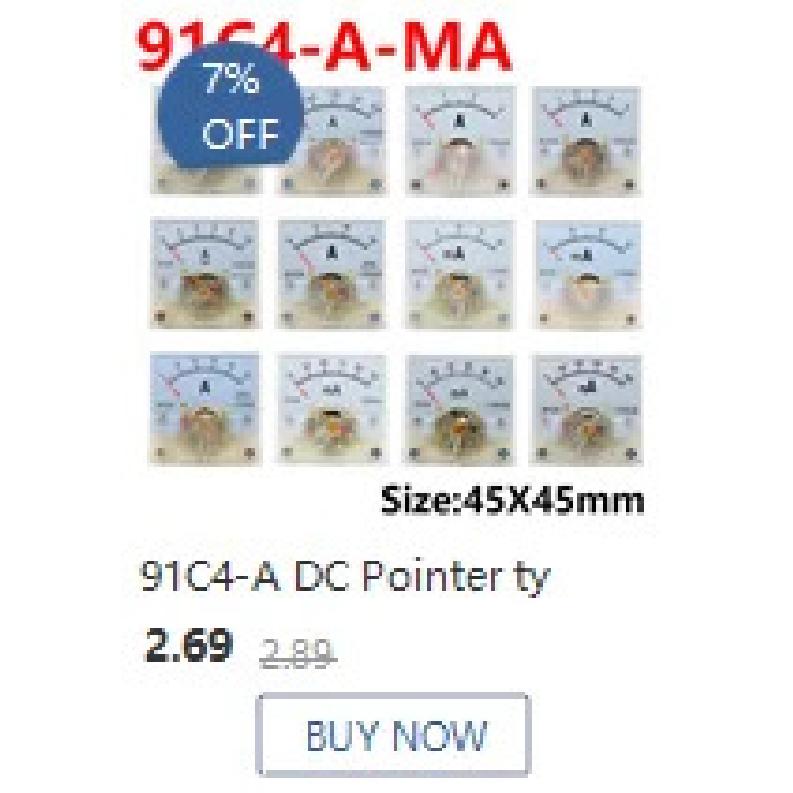91C4-UA DC Pointer Type Ammeter 50A -0 - 50A 100A -0 - 100A 200A -0 - 200A 300A -0 - 300A Analog Mechanics Plate Table