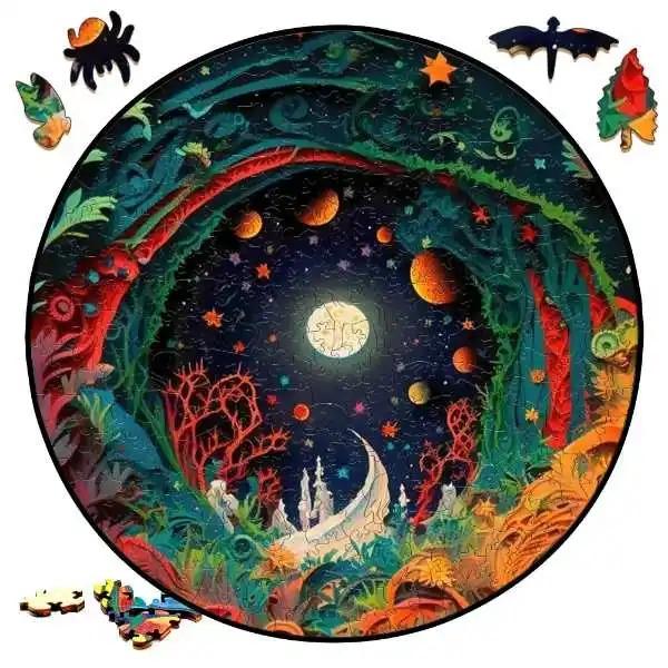 Earth Scenery Round Wooden Puzzle Art Unique Shaped Pieces Wooden Toys for Adults Perfect Christmas birthday Landscaping Gift