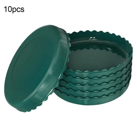 

10 шт. пластиковые цветочные горшки поддоны для капель в помещении и на открытом воздухе кружевные креативные плантаторы-блюдца 21.5cm x 21.5cm x 2.6cm зелёный