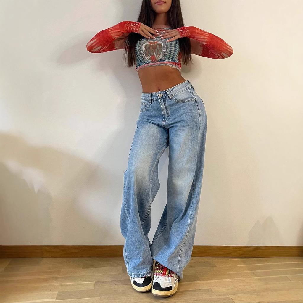 VEZFAA Pantaloni e capris a vita alta con stampa tinta unita casual alla moda da donna