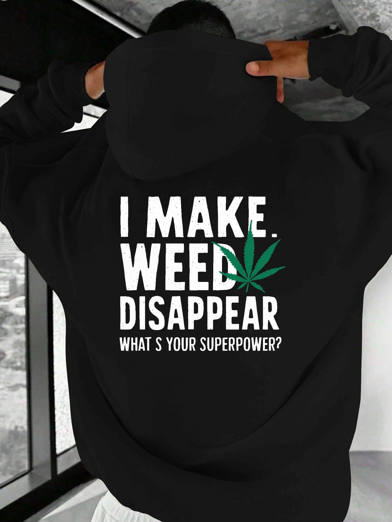 

Men s I Make Weeds Disappear Pattern Hoodie - Grey Casual Pullover with Bold Print, Loose Fit, Machine Washable 3XL