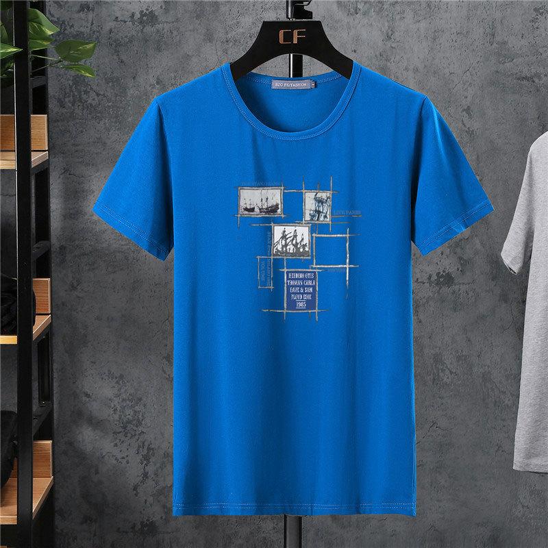 Мужская летняя эластичная мужская хлопковая футболка с короткими рукавами — фото 6