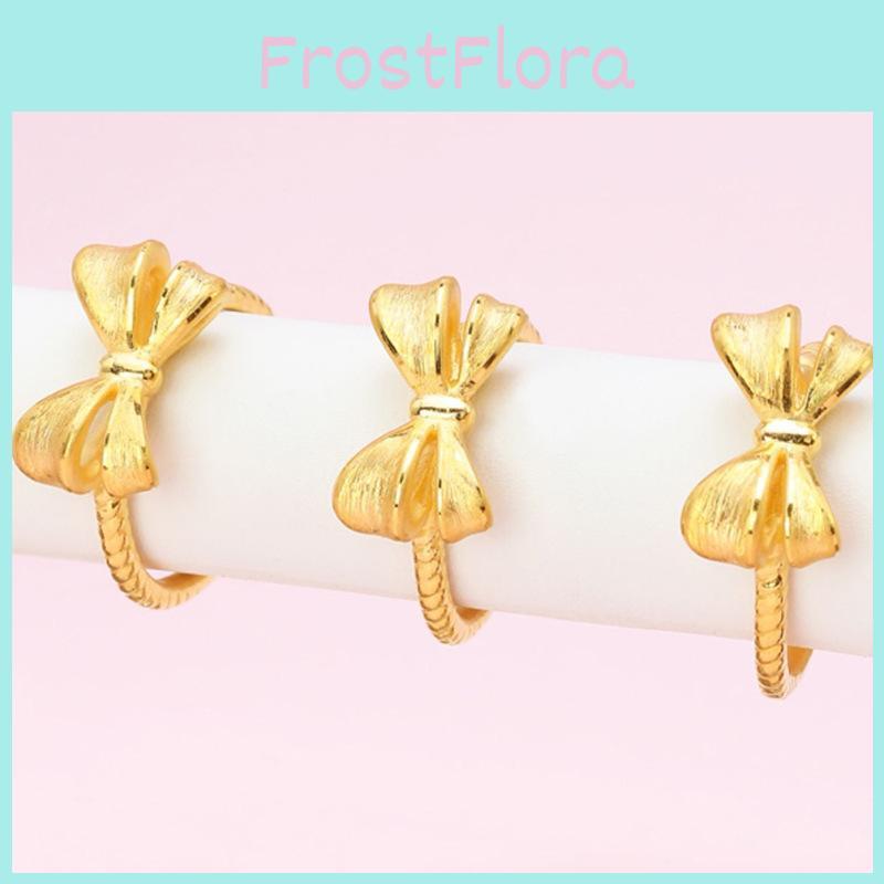 Open Lovely Adjustable Butterfly Knot Ring In Premium Gold Plated Brass For Womens Charm Sweet