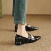 Fashion NEW Spring/Autumn Women Pumps Square Toe Low Heel Shoes Genuine Leather Shoes for Women Concise Belt Buckle Mary Janes Shoes