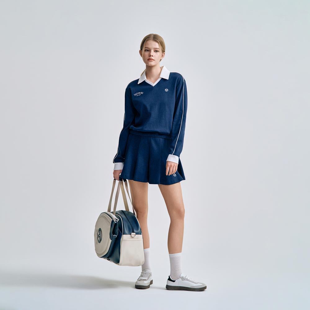 SERGIO TACCHINI W Double Knit V-Neck Long Sleeve Polo
