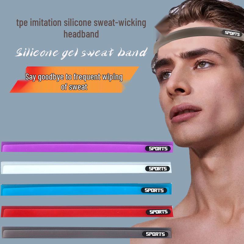 

Second Gen Sweat-Wicking Silicone-Like PVC Breathable Sports Headband - Anti-slip for Running, Basketball, Cycling, Fitness серый
