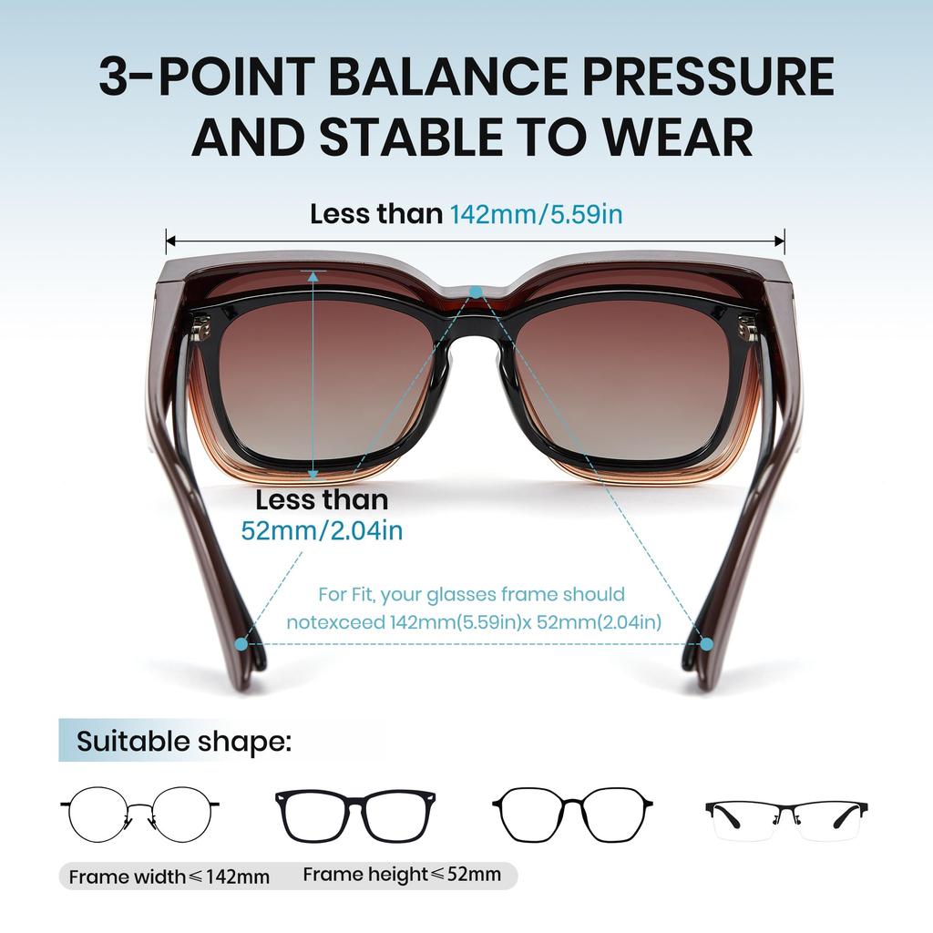 Oversized designed to be worn over polarized UV TR90 for stylish [Cyxus] Sunglasses, eyeglasses, lenses, protection, ultra-lightweight, material,