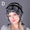 1PCS Fashion Rex Rabbit Fur Hat Fur Ball Beanies Earmuffs Hat Warm Caps Autumn and Winter Women's Comfortable