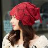 Women's Single Layer Flower Lace Ethnic Style Summer Pull-On Turban Headscarf Elegant Thin Hat