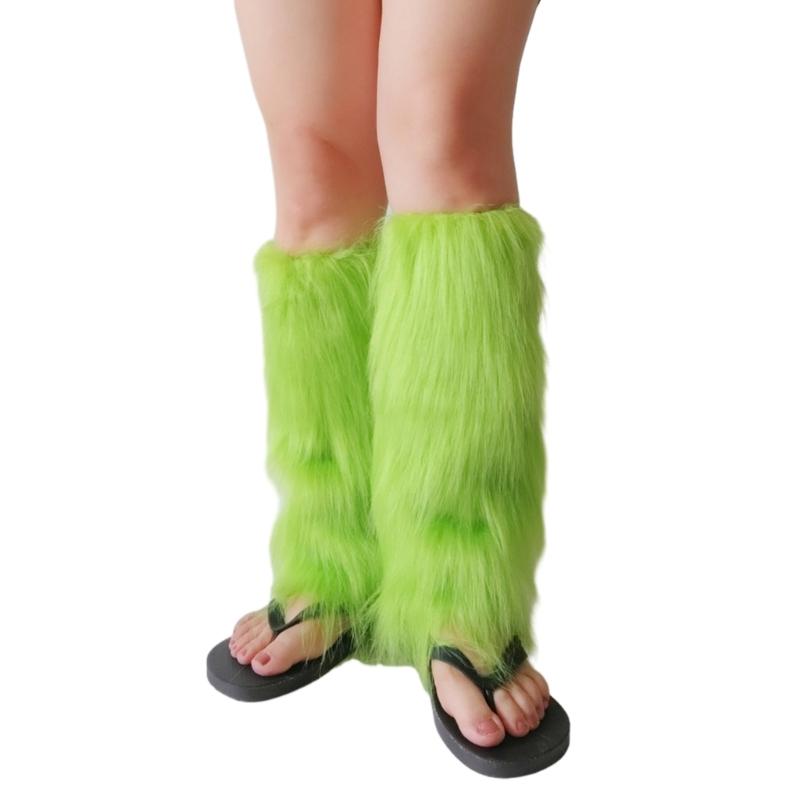 Faux Furs Leg Warmer Winter Warm Furs Boot Cuffs Cover,Party Costumes Shoe Cover 15 зелёный