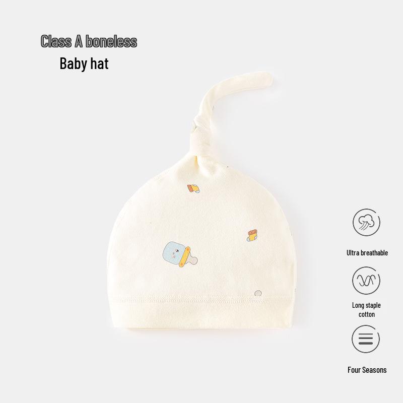 Polka Dot Pure Cotton Baby Hat 0-6 Months for Autumn & Winter