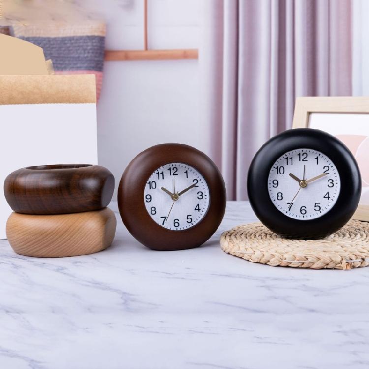 Small Clock Wood Alarm Clock with Arabic Numerals, Quiet and Elegant