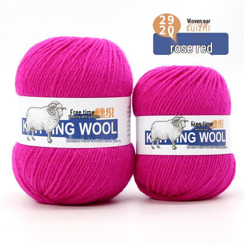 Wool Yarn Hand-Knitted Sweater Scarf Hat - Pure Color Four-Strand Yarn Ball