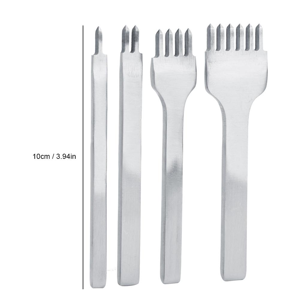 4 Stück DIY Lederhandwerk Werkzeuge 3mm Abstand Leder Lochzange Stichstanze Werkzeug 1+2+4+6 Zinken