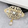 Sunspicems Fashion Arabic Flower Caftan Brooch Pins For Women Gold Morocco Algeria Wedding Jewelry Crystal Bijoux Gift