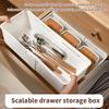 Drawer Organizer Expandable Utensil Tray For Kitchen Adjustable Flatware Stationery Cosmetics Holder White Cutlery Storage Box