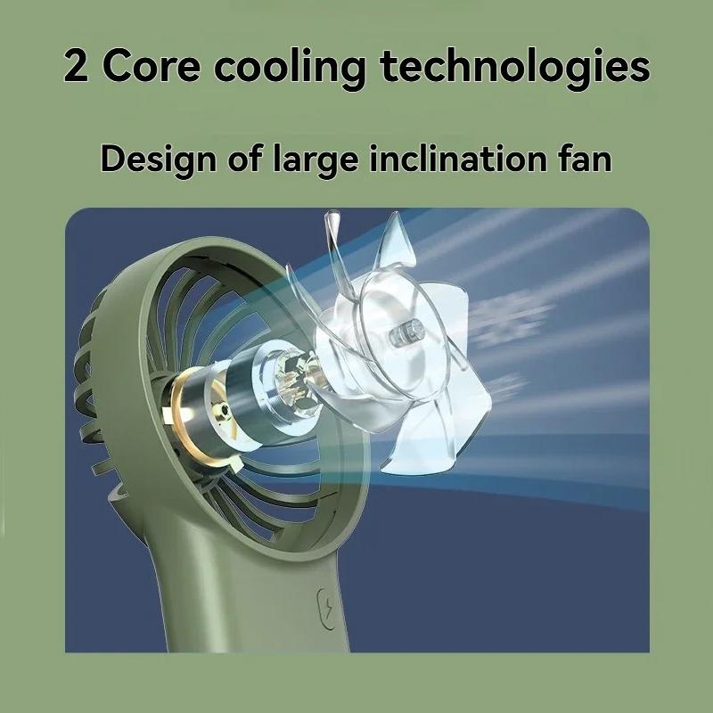 Foldable Handheld Desktop USB Rechargeable Mini Fan Cartoon Design with Hook for Mountaineering Outdoor Home Office
