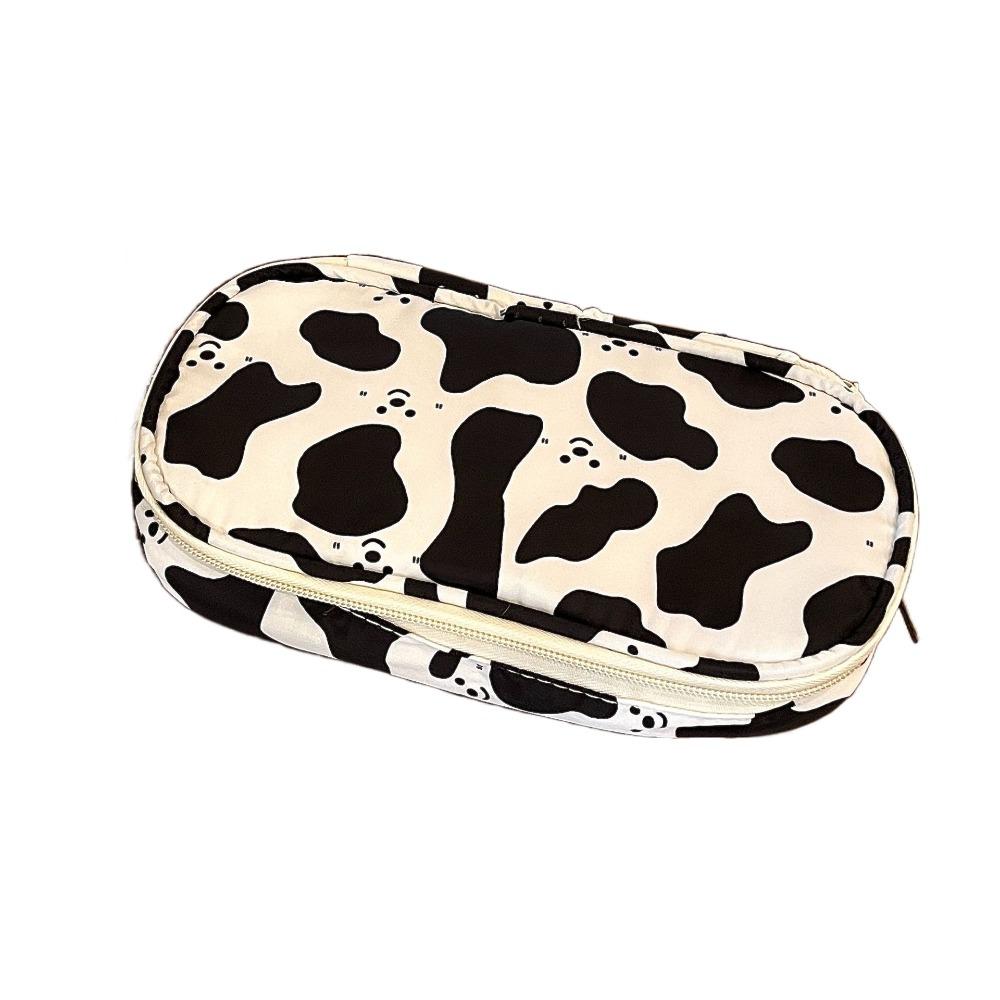

Милый пенал с коровьим узором на молнии, большой вместимости, сумка для ручек, мультяшный подарок, канцелярская сумка, школьные принадлежности белый