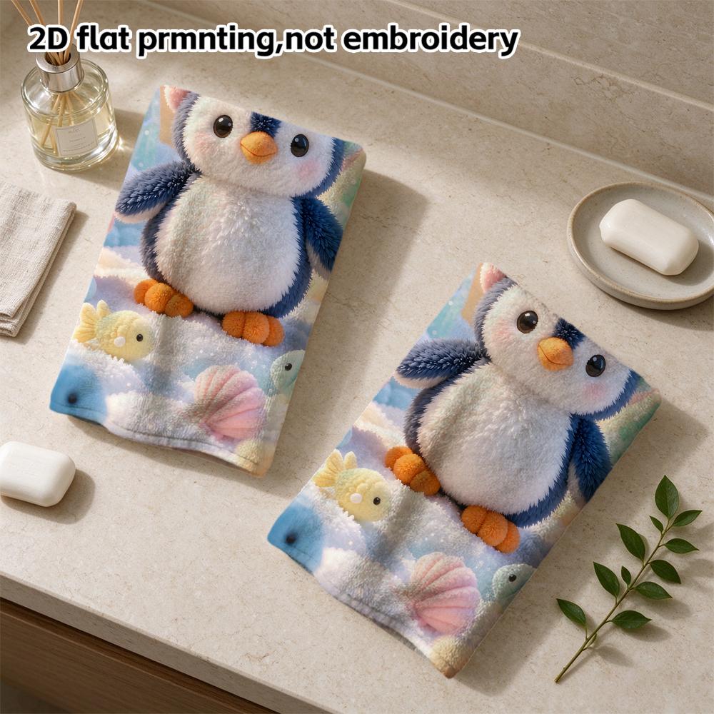 Cute Winter Penguin Bath Towel, Fluffy Absorbent Quick Dry Towel for Bathroom And Shower