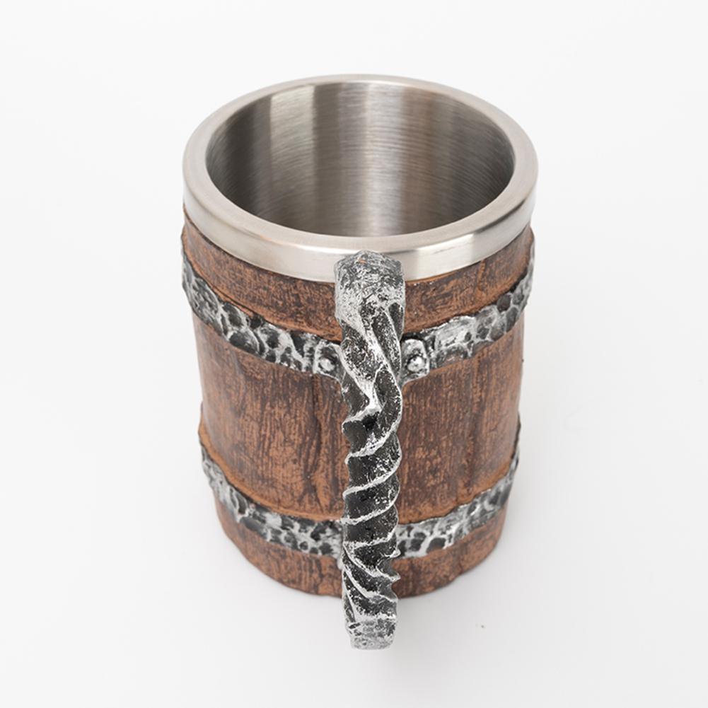 500ml Trinkbecher Doppelwand Simulation Holz Isolierter Tumbler Kreativer Bierbecher Hitzebeständig für Büro Bar