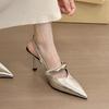 Pointed high-heeled sandals women's 2025 summer outer wear new daily versatile metal elastic band bag head empty sandals