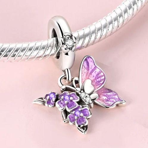 Spring Charm 925 Silver Beads Flower Butterfly Beetle Pendant Fit Bracelet Necklace DIY Lady Jewelry Gift