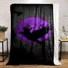 "Raven Silhouette Against Purple Moon" Print Blanket Soft and Cozy Perfect for the Living Room Bed Sofa or a Nap,gift