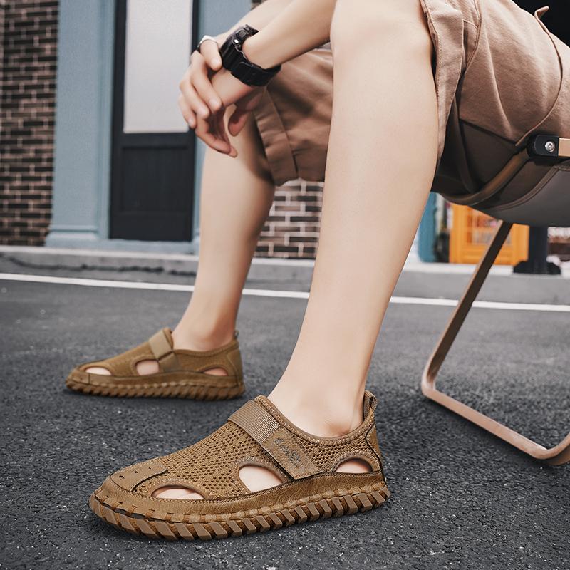 Mode Herren Sommer Atmungsaktive Hochwertige Sandalen Bequem und Rutschfest Coole Pantoffeln Schlichte und Modische Herren Freizeit-Sandalen