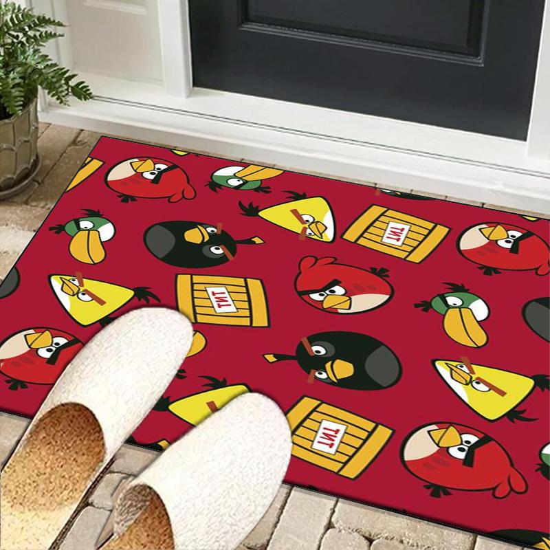 Red Birds Characters Collage Office Rug Chair Mat, Game Carpet, Suitable for Front Door, Bedroom, Living Room, Desk, Holiday Gift