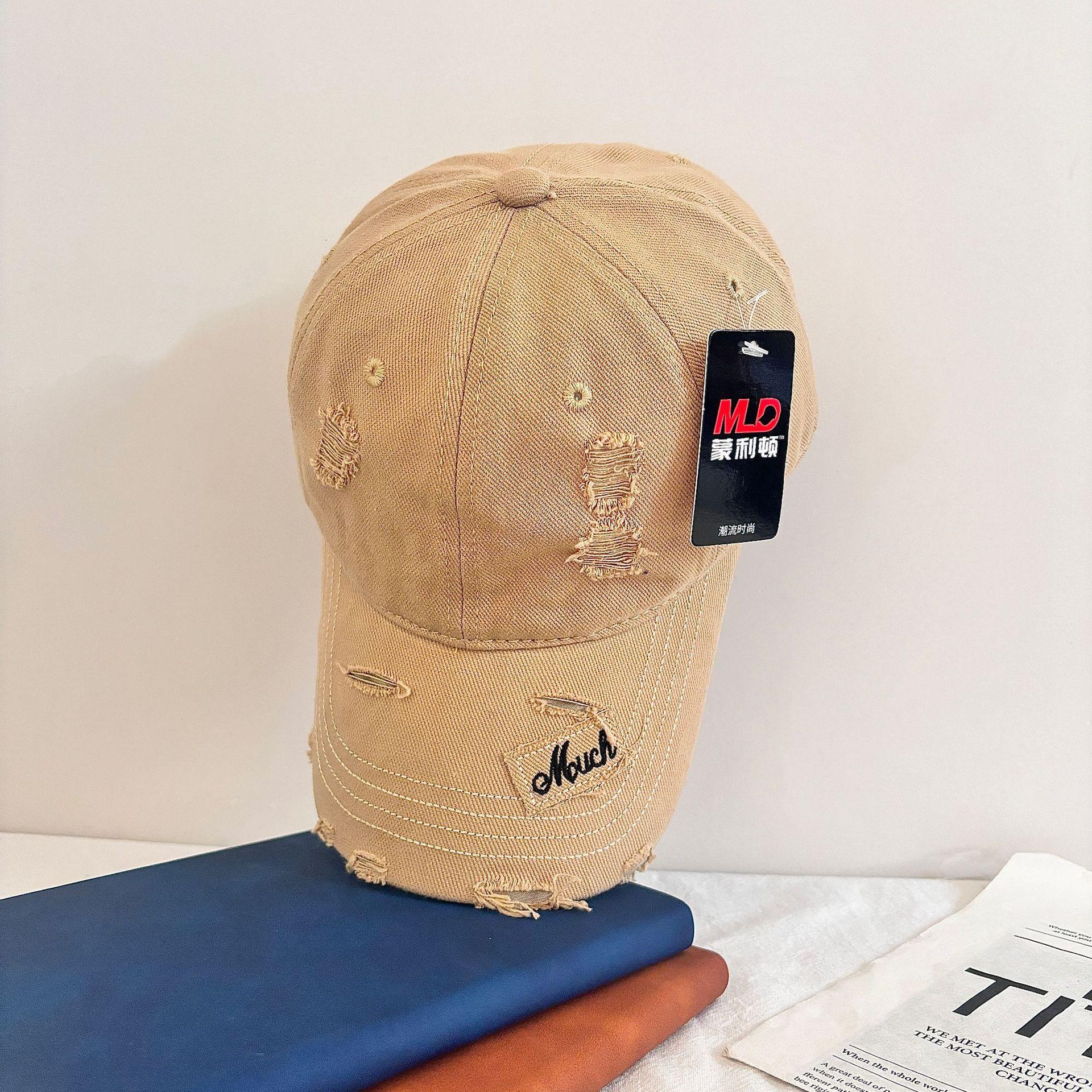 

Новые модные фирменные бейсболки с отверстиями и старые однотонные бейсболки с потертостями, мужские и женские бейсболки с мягким верхом, универсальные уличные кепки с ракеткой и солнцезащитным кремом M（56-58cm） хаки