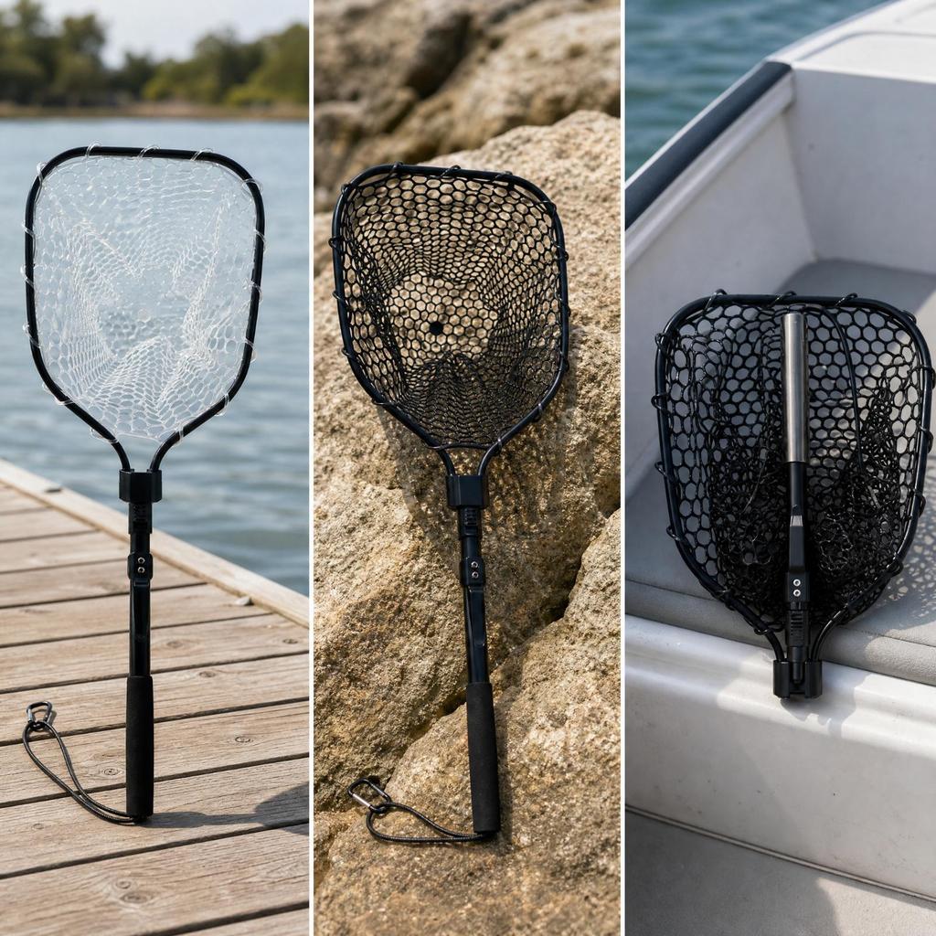 Folding Fishing Landing Net Sturdy Silicone Mesh Strong