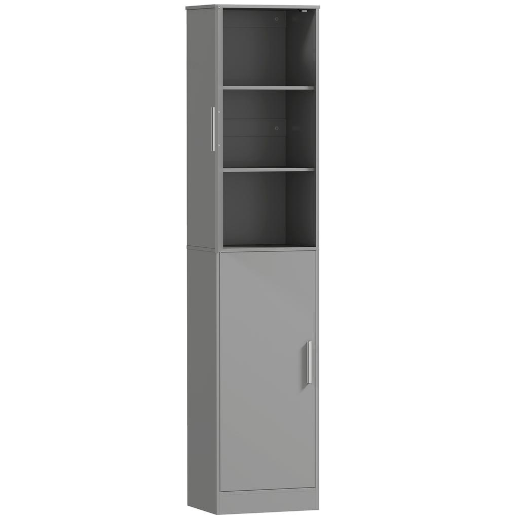 Bathroom Column Cabinet with 2 Doors and 4 Adjustable Shelves, 40 X 35 X 180 Cm, Grey