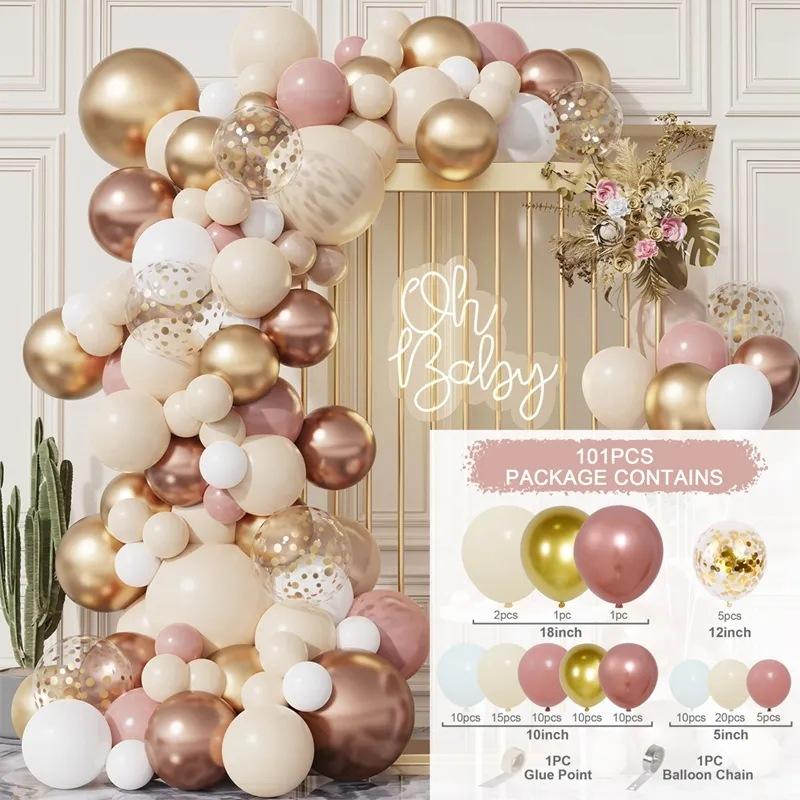 

Ретро Нежно-розовый и золотой Декорация для Дня Рождения и Baby Shower Набор Шаров Свадебный Медовый Месяц Комната Гирлянда из Шаров Цепочка Арка Комплект O&AS PICTURE