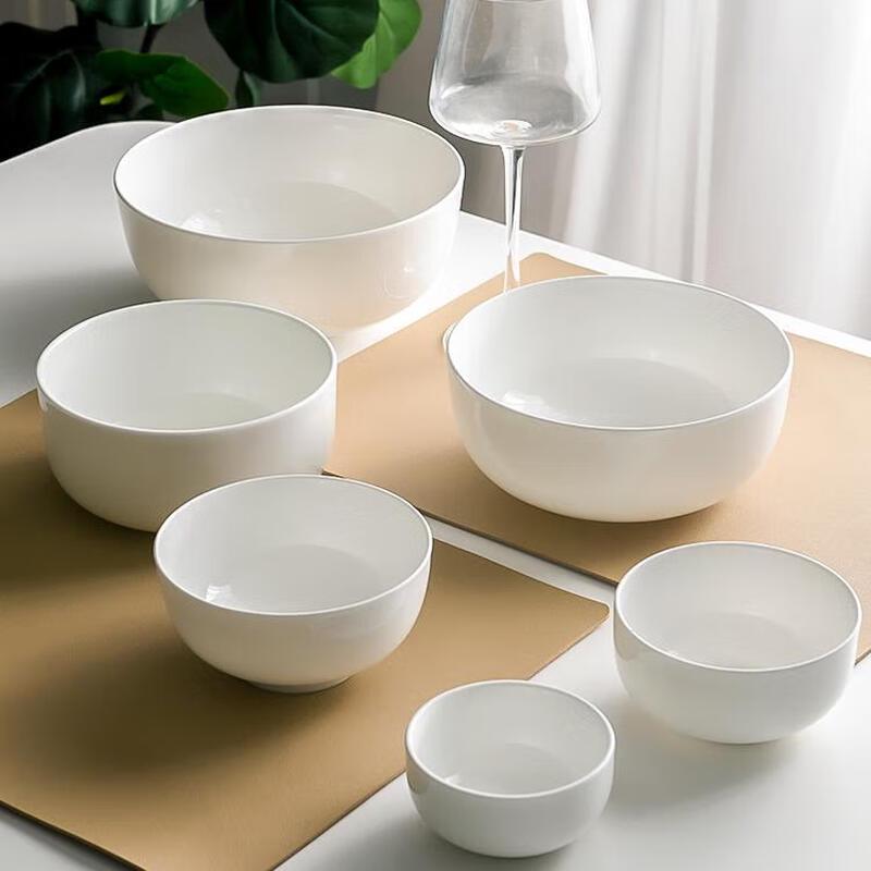 Leyongtu Pure White Ceramic Straight Bowls Set
